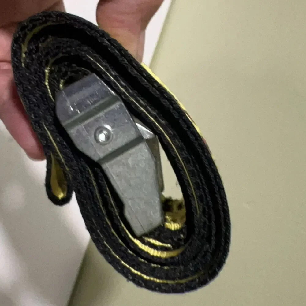 OFF-WHITE Industrial Belt Yellow Black Nylon Webbing Metal Buckle